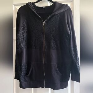 Torrid Black Hoodie with Lace Accents
